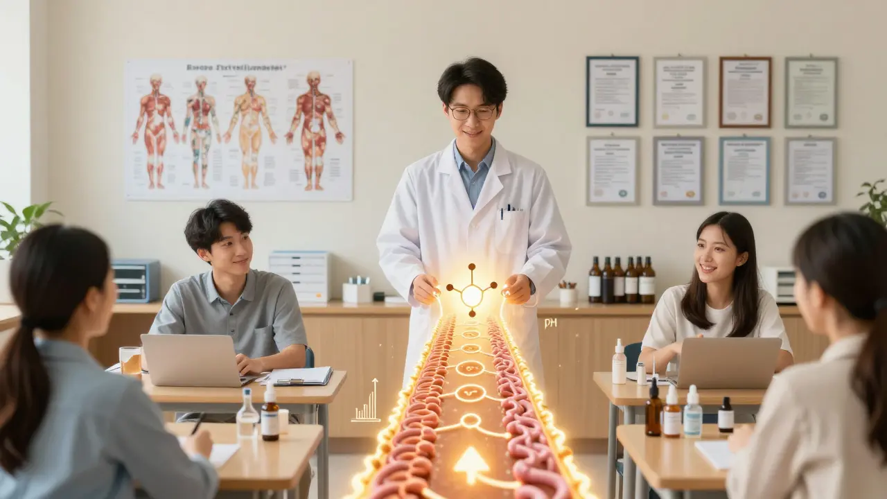 Vizualizace pětiletého vývoje kosmetické specialistky od studentky k odbornici s certifikáty a klienty.