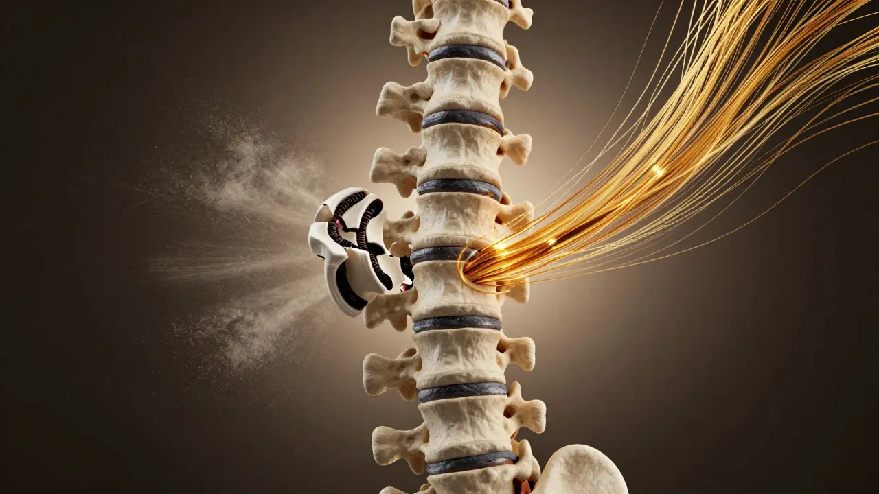 Obnova meziobratlové plotýnky zlatými vlákny kolagenu typu 2.