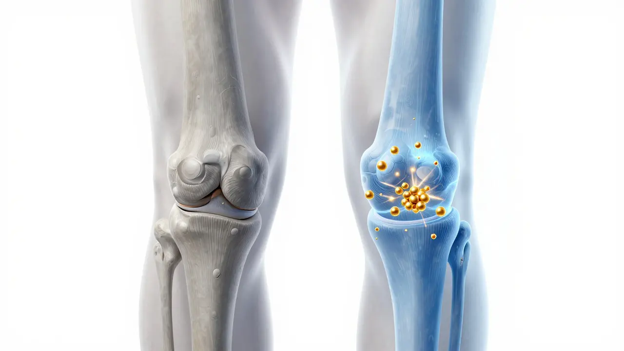 3D vizualizace regenerace kloubní chrupavky pomocí kolagenu.