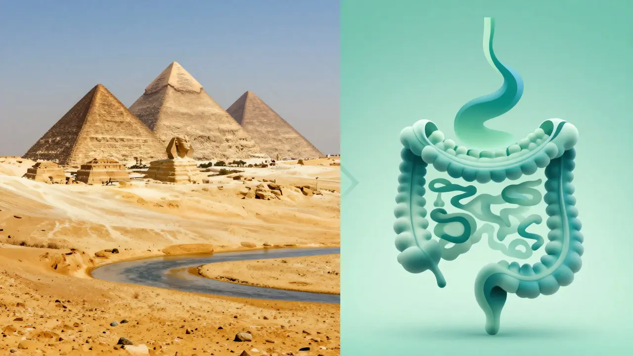 Konceptuální obraz pyramid a zdravého trávicího systému