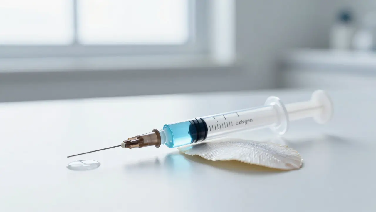 Stříkačka s mořským kolagenem v klinickém prostředí
