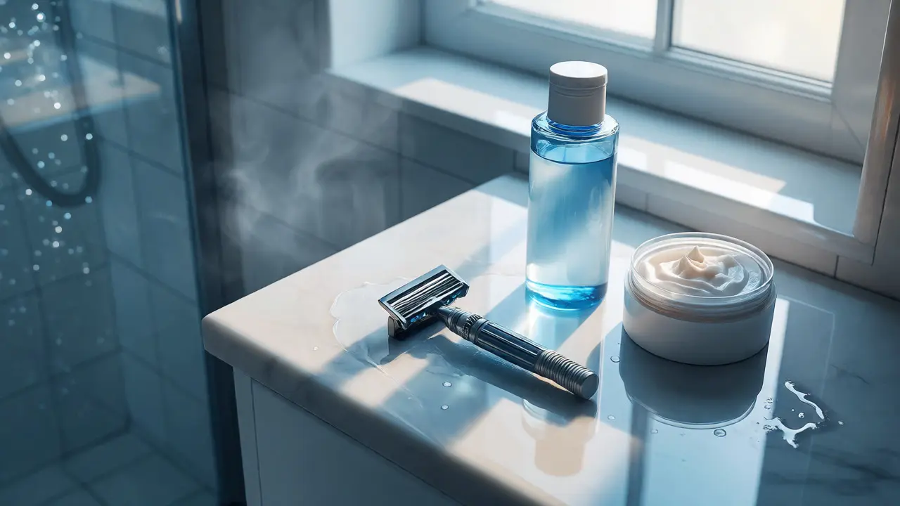 Příprava na holení s exfoliací a tonikem