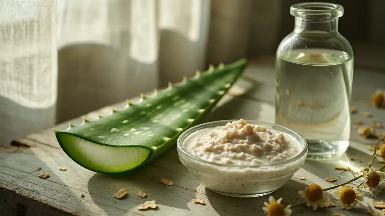 Aloe vera, ovesná maska a růžová voda na klidnění pleti