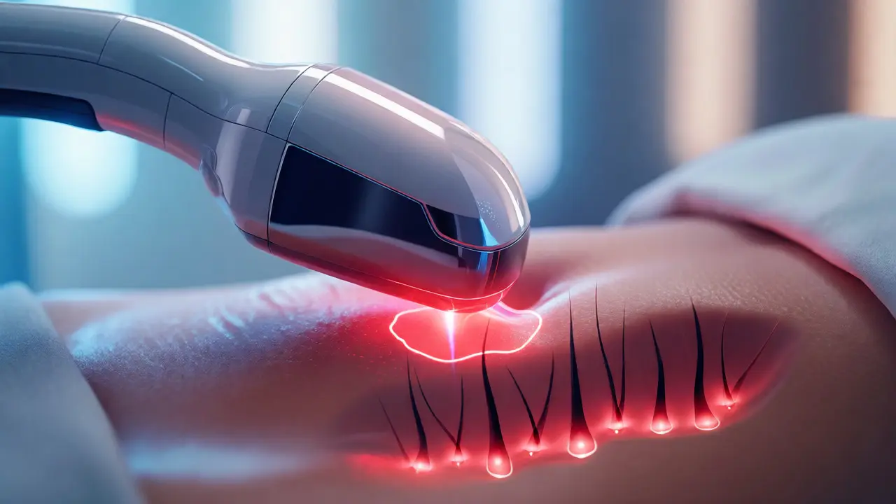 Laserová epilace cílící na folikuly na břiše